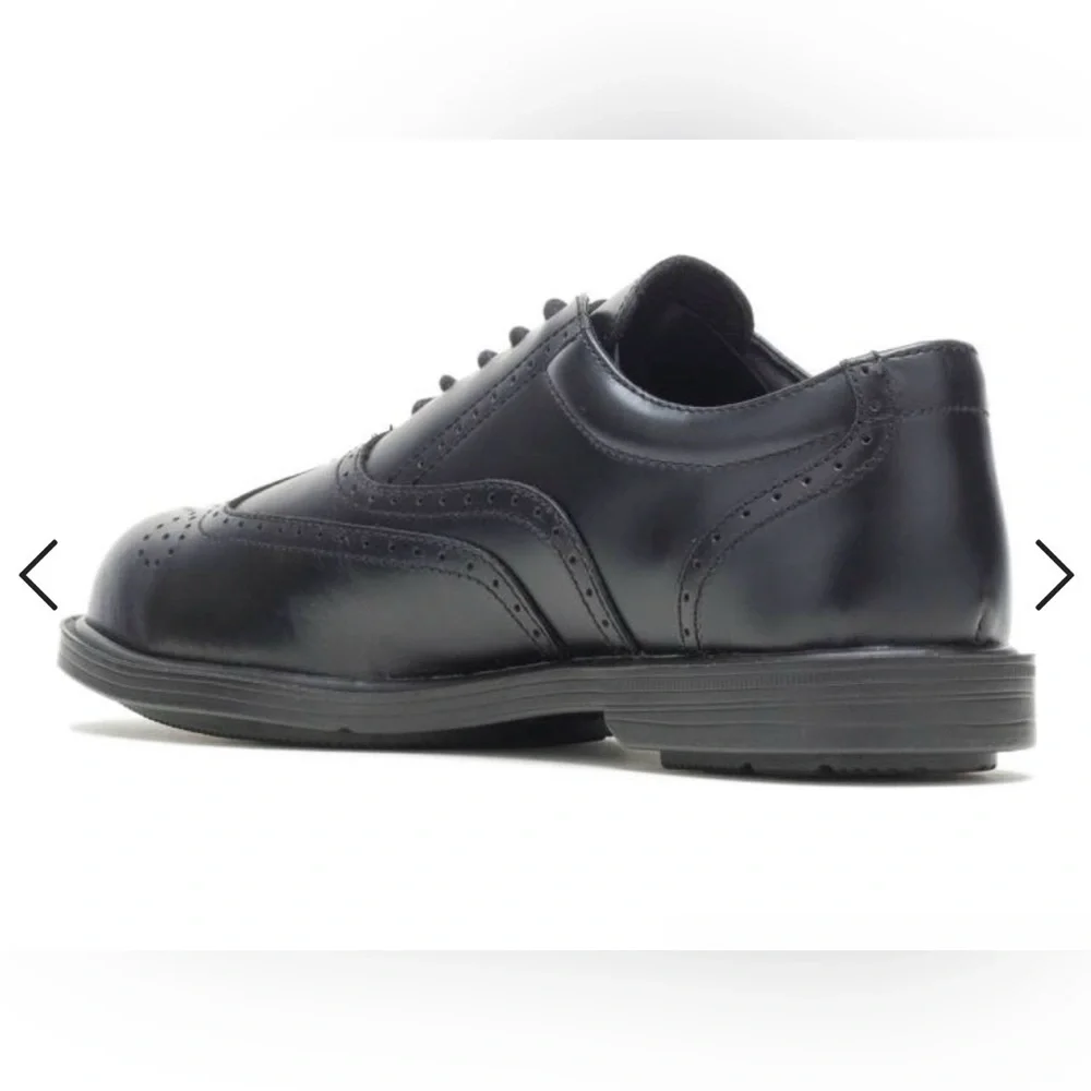 HUSH PUPPIES PROFESSIONALS Black Men's wing tip Oxford STEEL TOE Dress Shoe NEW